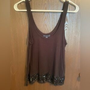 American Eagle outfitters black tanktop with scalloped sequins hem